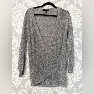 4/$25 • Express Heather Grey Crossover V-Neck Wrap Sweater